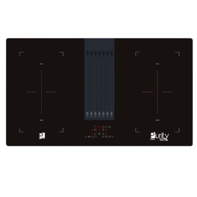 مسطح كهربائي أندكشن 90 سم بشفاط مدمج – زجاج حراري أسود Built-In Induction Electric Hob With Hood