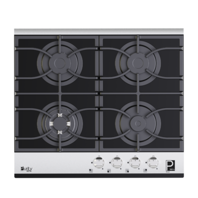 مسطح غاز بيورتي 60 سم ستانلس ستيل مع زجاج أسود – 4 شعلات – موديل HPT622-GX Gas Hob 4 Heavy Duty
